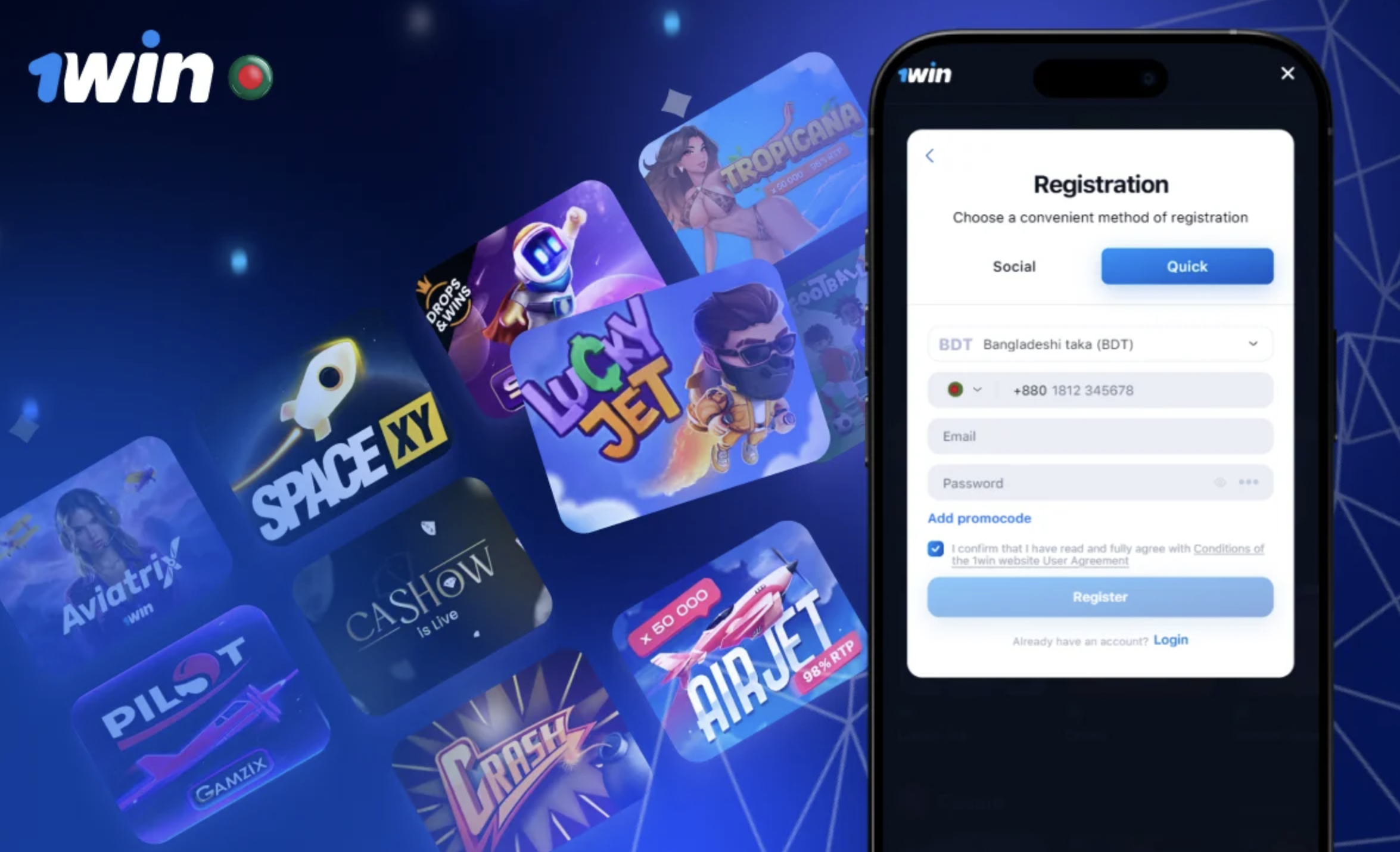 1win casino bangladesh register